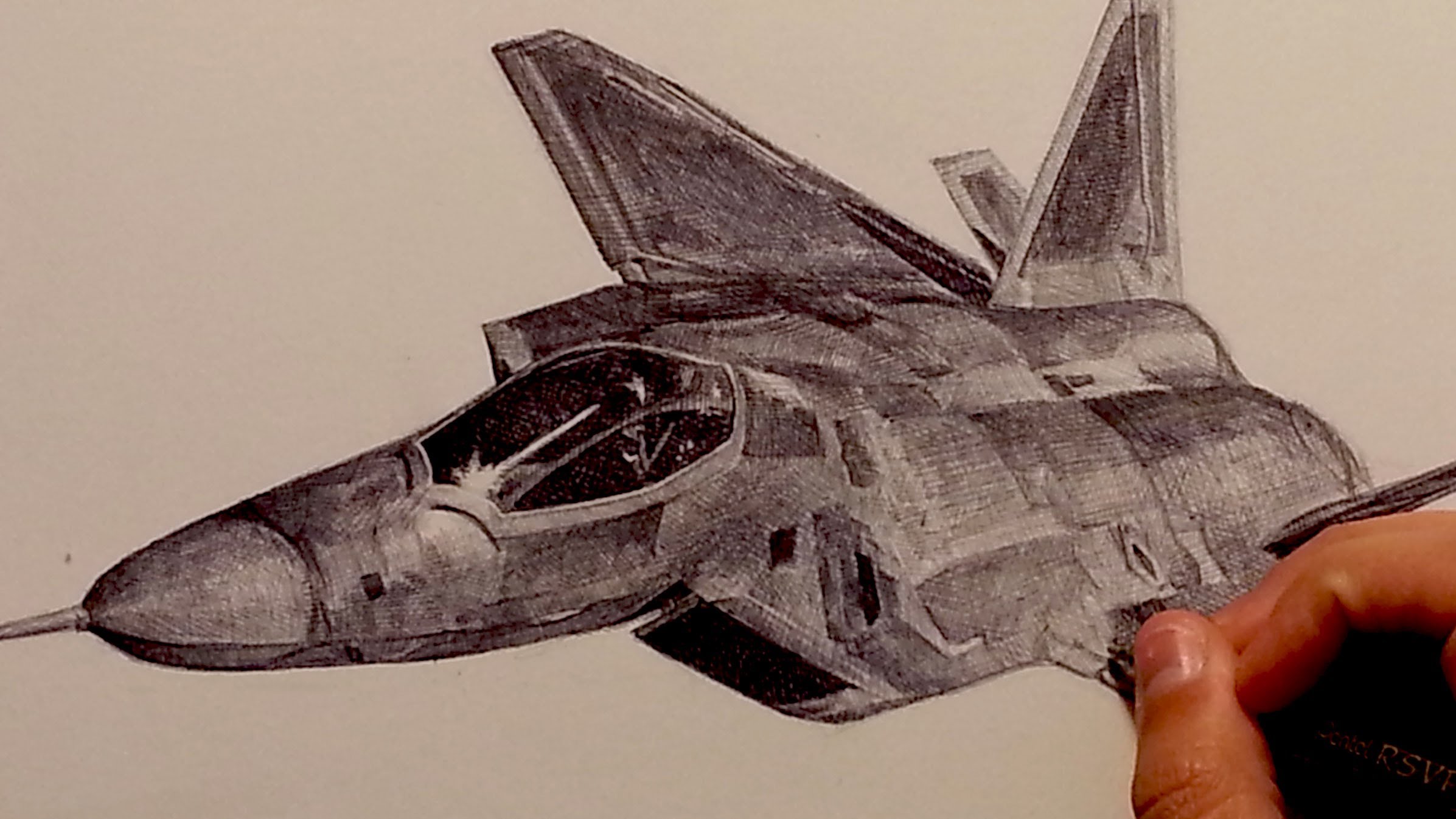 2393x1346 Drawing F 22 Raptor Fighter Aircraft With Ballpoint Pen