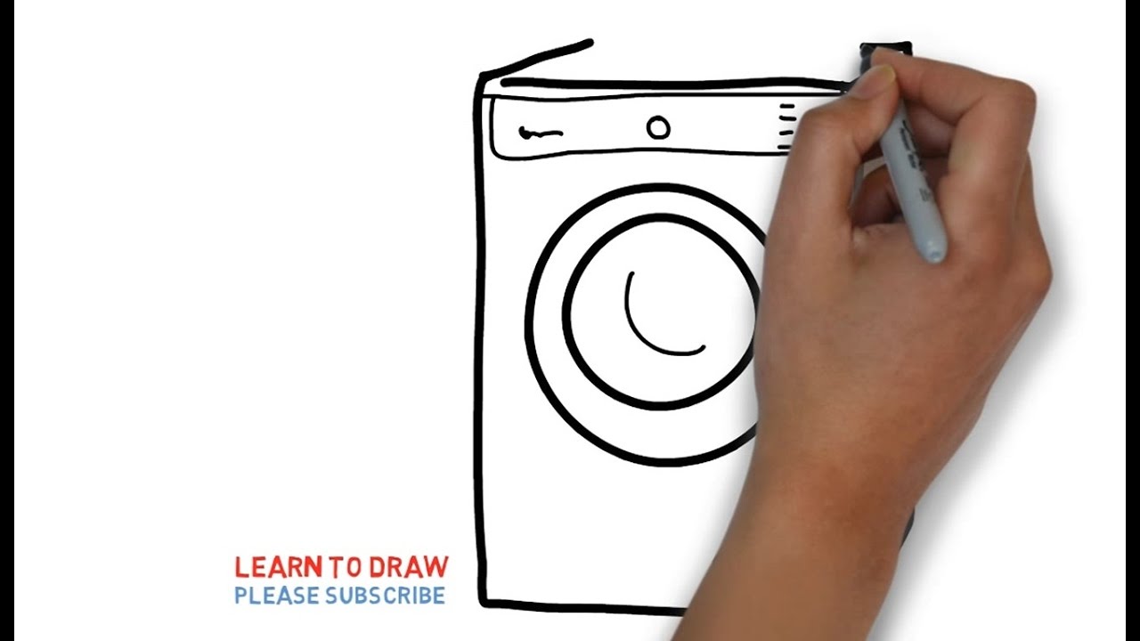 1280x720 Easy Step For Kids How To Draw A Washing Machine