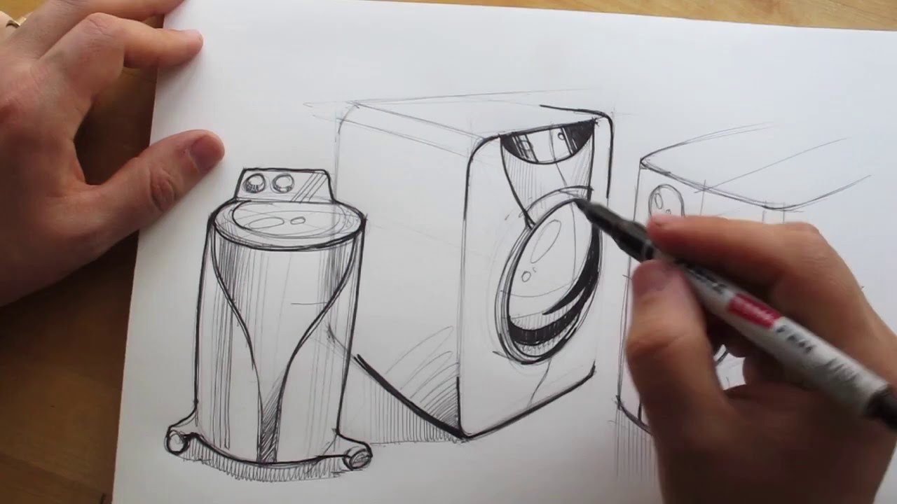 1280x720 How To Draw. Product Design Sketching. Washing Machine Design