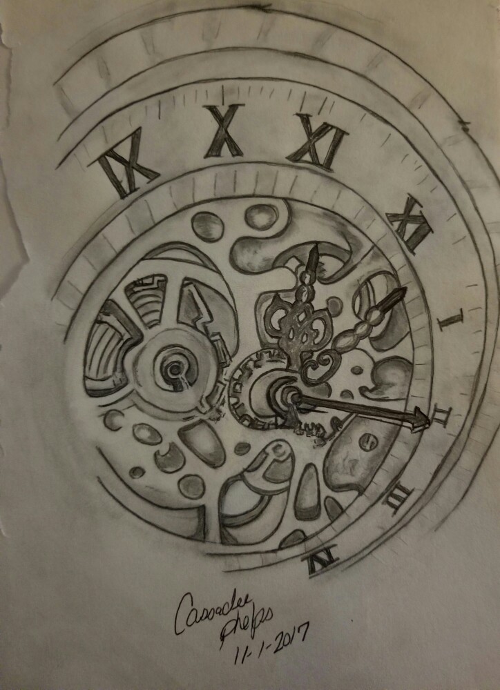 724x1000 Spiral Roman Numeral Clock With Exposed Gears My Sketches