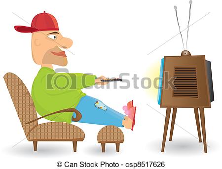 450x343 Man Watching Tv. Vector Illustratio Clip Art Vector