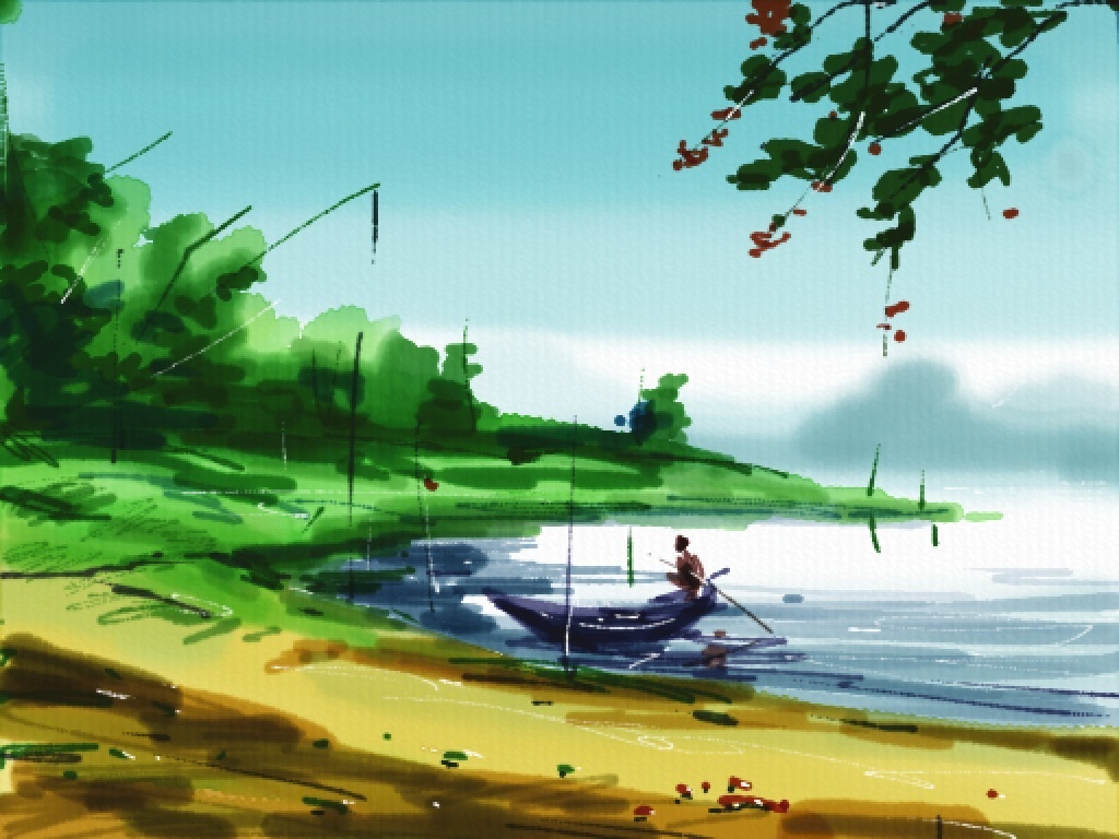 1024x768 Auryn Ink Watercolor Drawing Ipad App