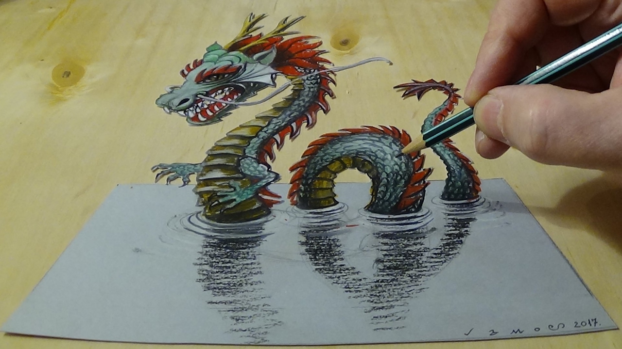 1280x720 3d Drawing Of A Chinese Dragon