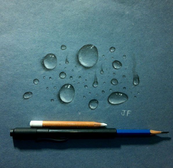 597x579 Water Drops Drawing By Juliano Ferreira