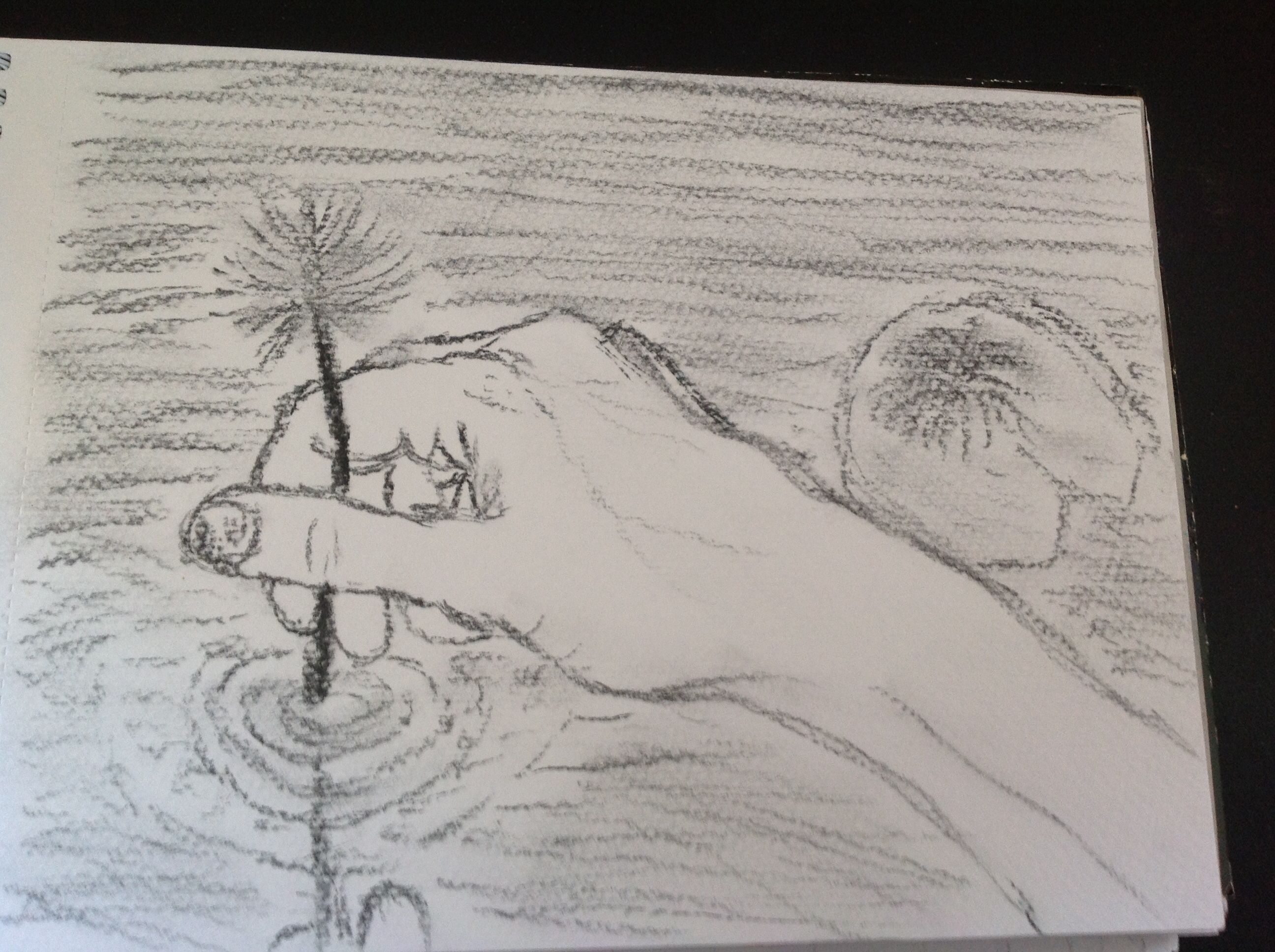 2592x1936 Hand And Water Effect Drawing With Charcoal Random Art