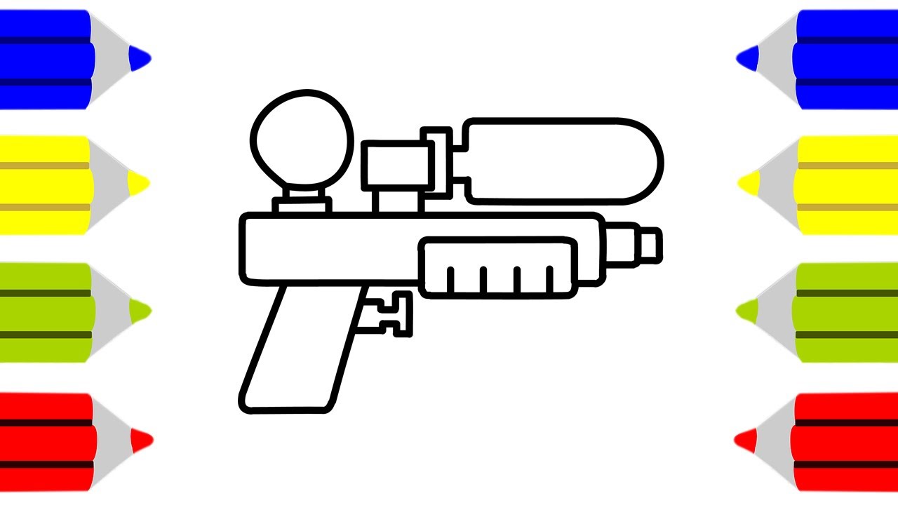 1280x720 How To Draw Water Gun Coloring Pages Kids Songs Learn Drawing