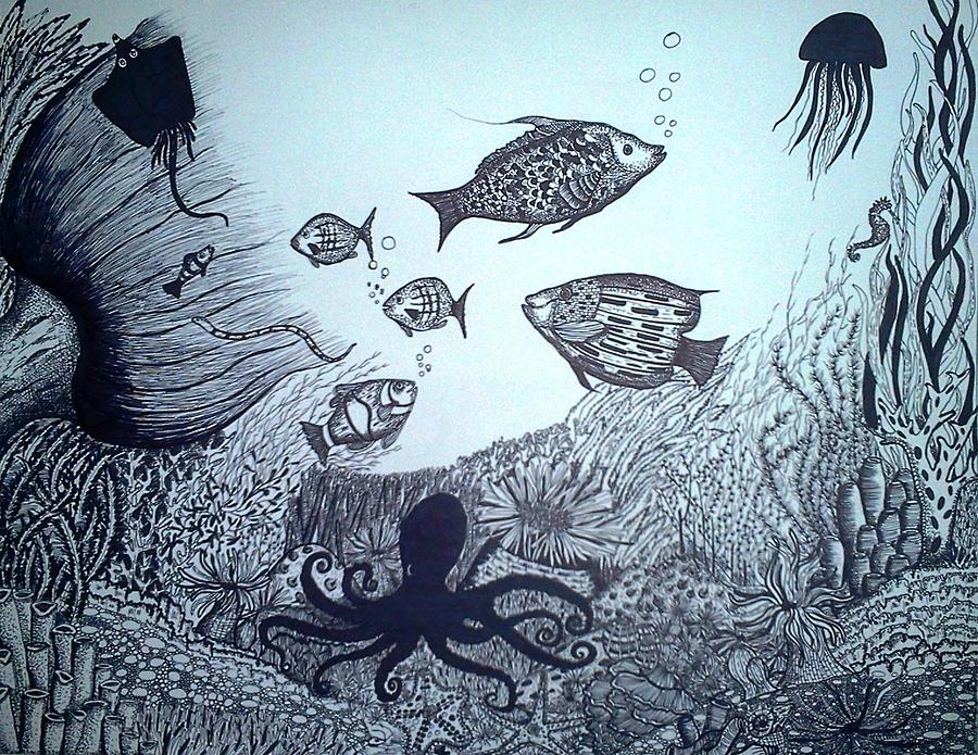 900x695 Water Pen And Ink Drawing By Preetha Jayachandran