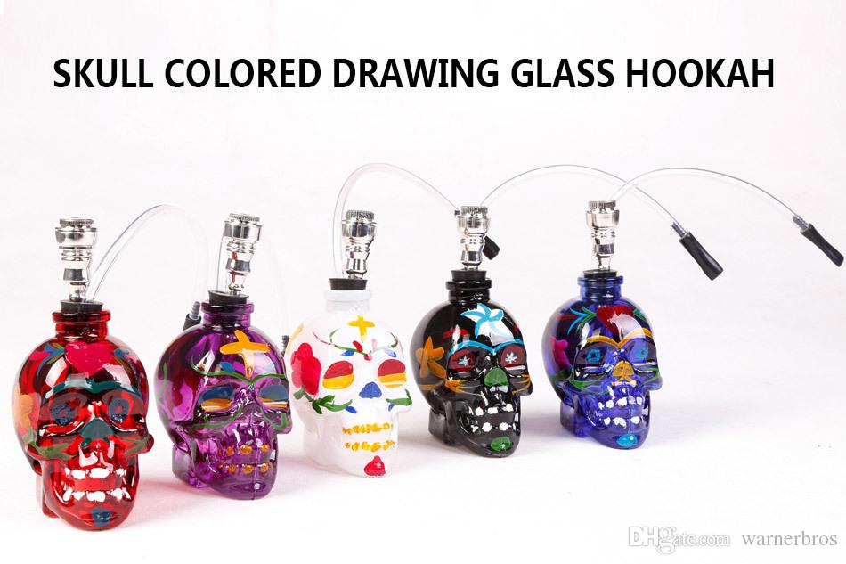 950x633 2018 Hot Painted Skull Glass Hookah Filter Shisha Water Pipe