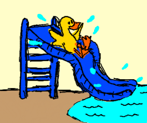 300x250 Duck Going Down A Water Slide