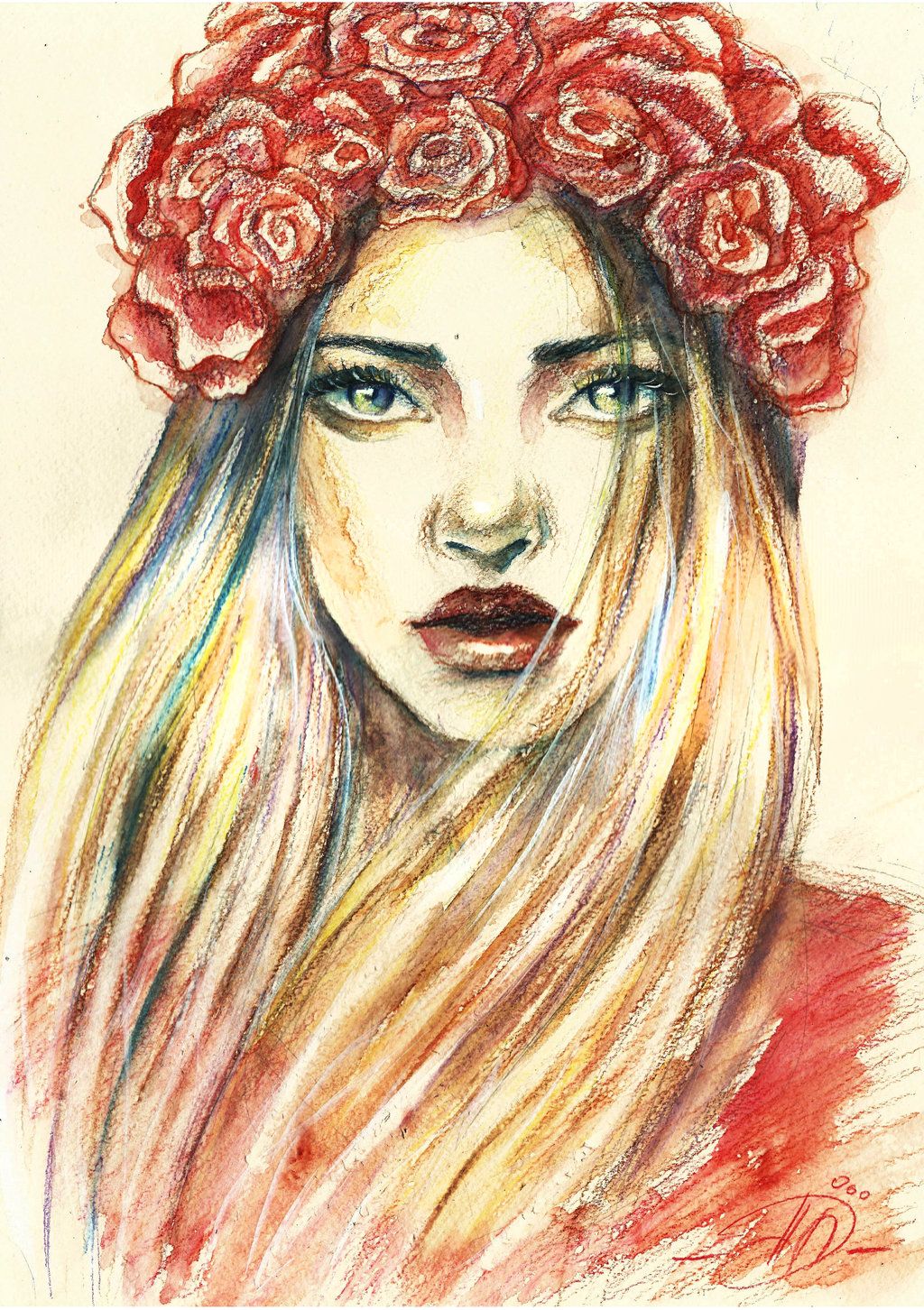 1024x1452 Rose Watercolor Pencils By