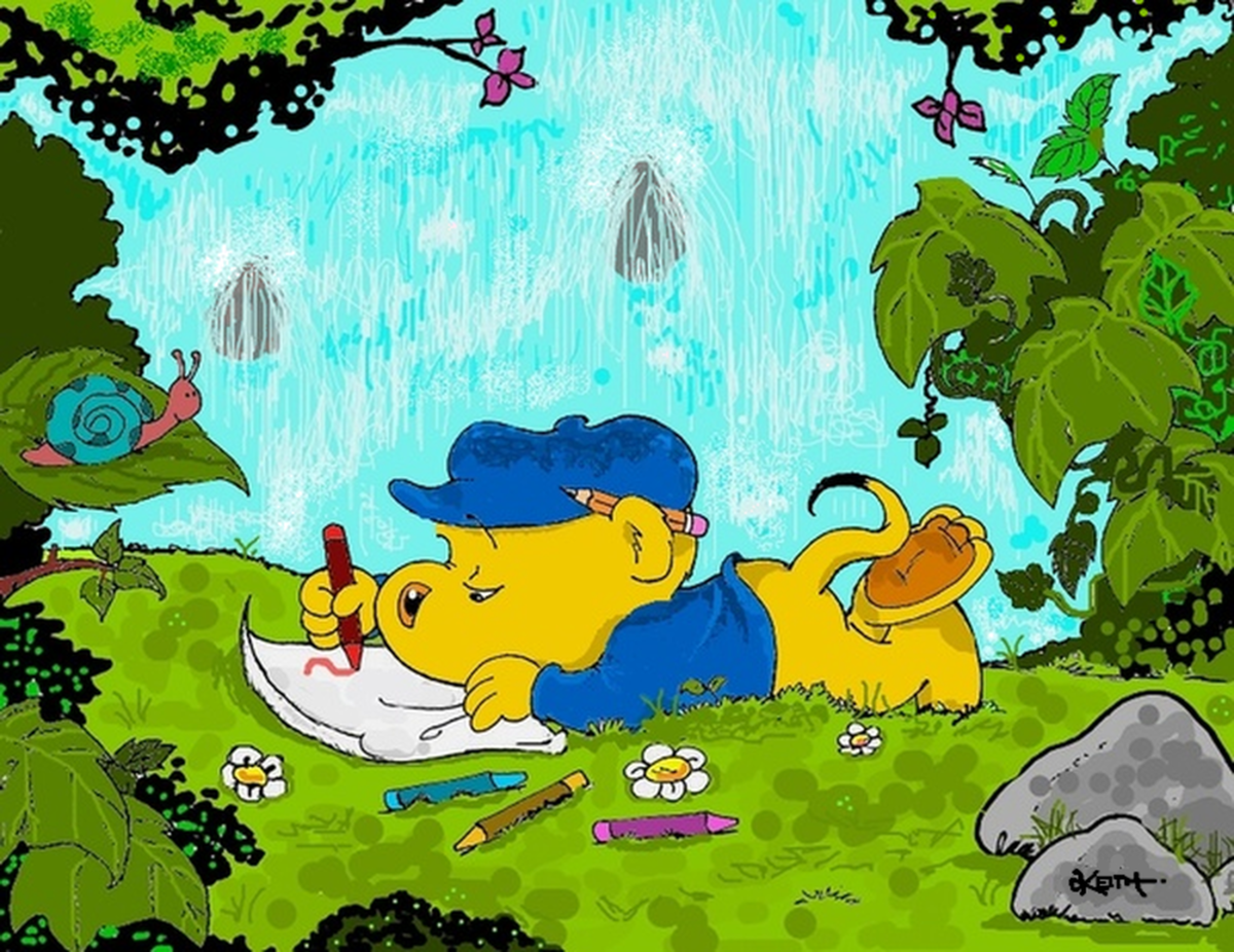 1200x926 Ferald Drawing By The Waterfall (Keith Williams)