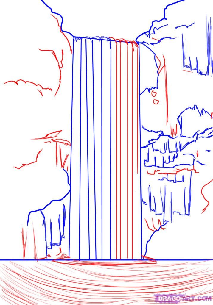 715x1025 How To Draw A Waterfall Step 4 Drawings Drawings