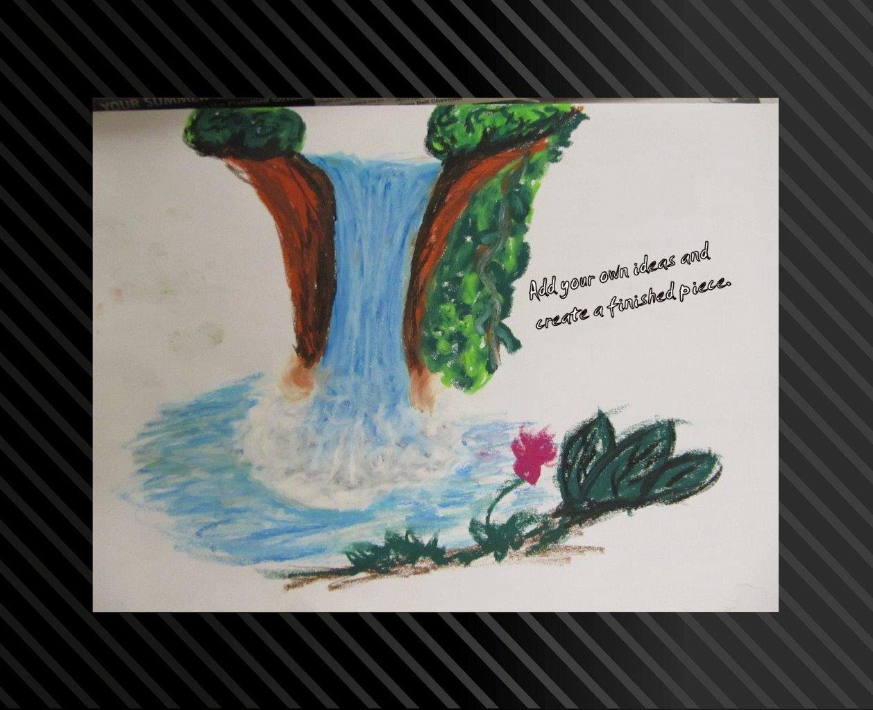 1258x1024 Oil Pastels Village With Water Falls Drawings Oil Pastel