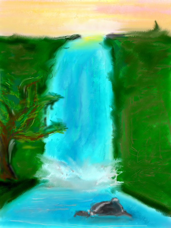600x800 Waterfall An Abstract Speedpaint Drawing By Allyanaraniel
