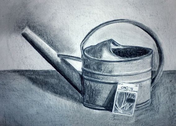 566x407 Watering Can Sketch By Kathi Westfall, Via Behance Charcoal