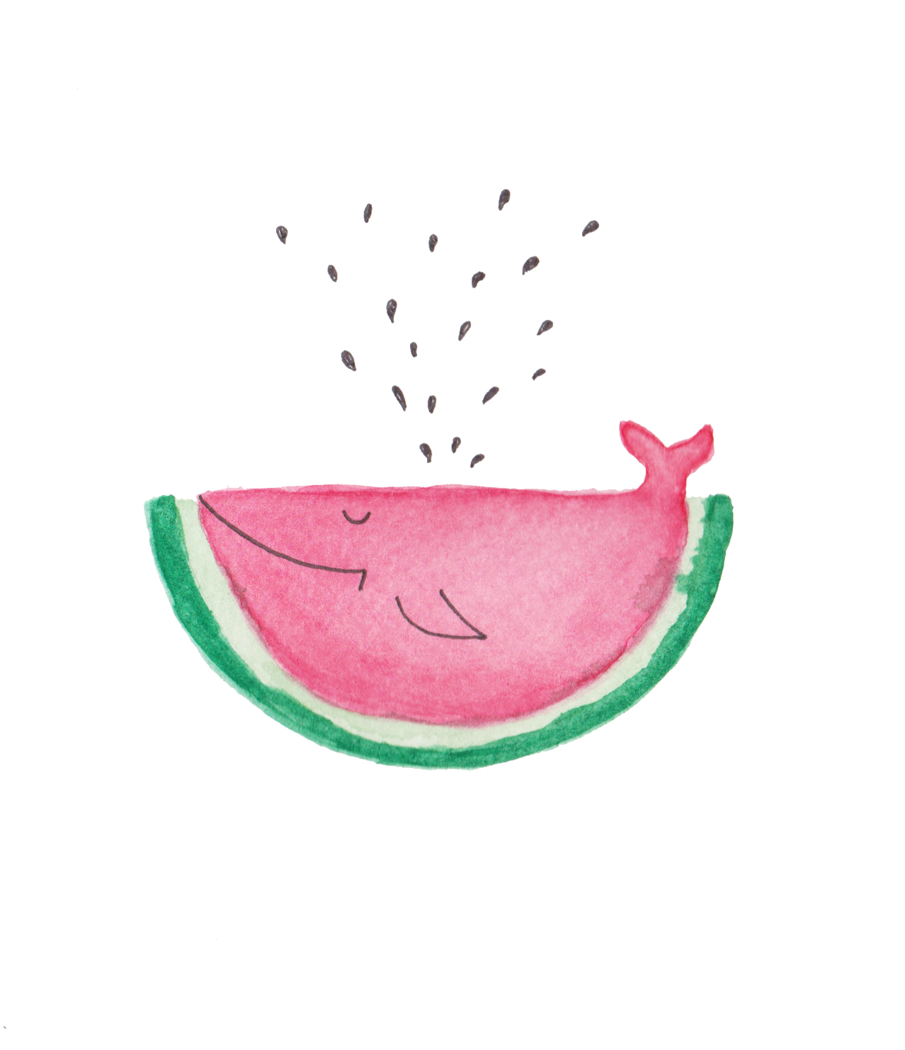 1278x1483 Watermelon, Fish, Wale, Akvarell, Illustration, Drawing