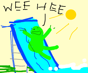 300x250 Kermit On A Waterslide (Drawing By Funnysnek)