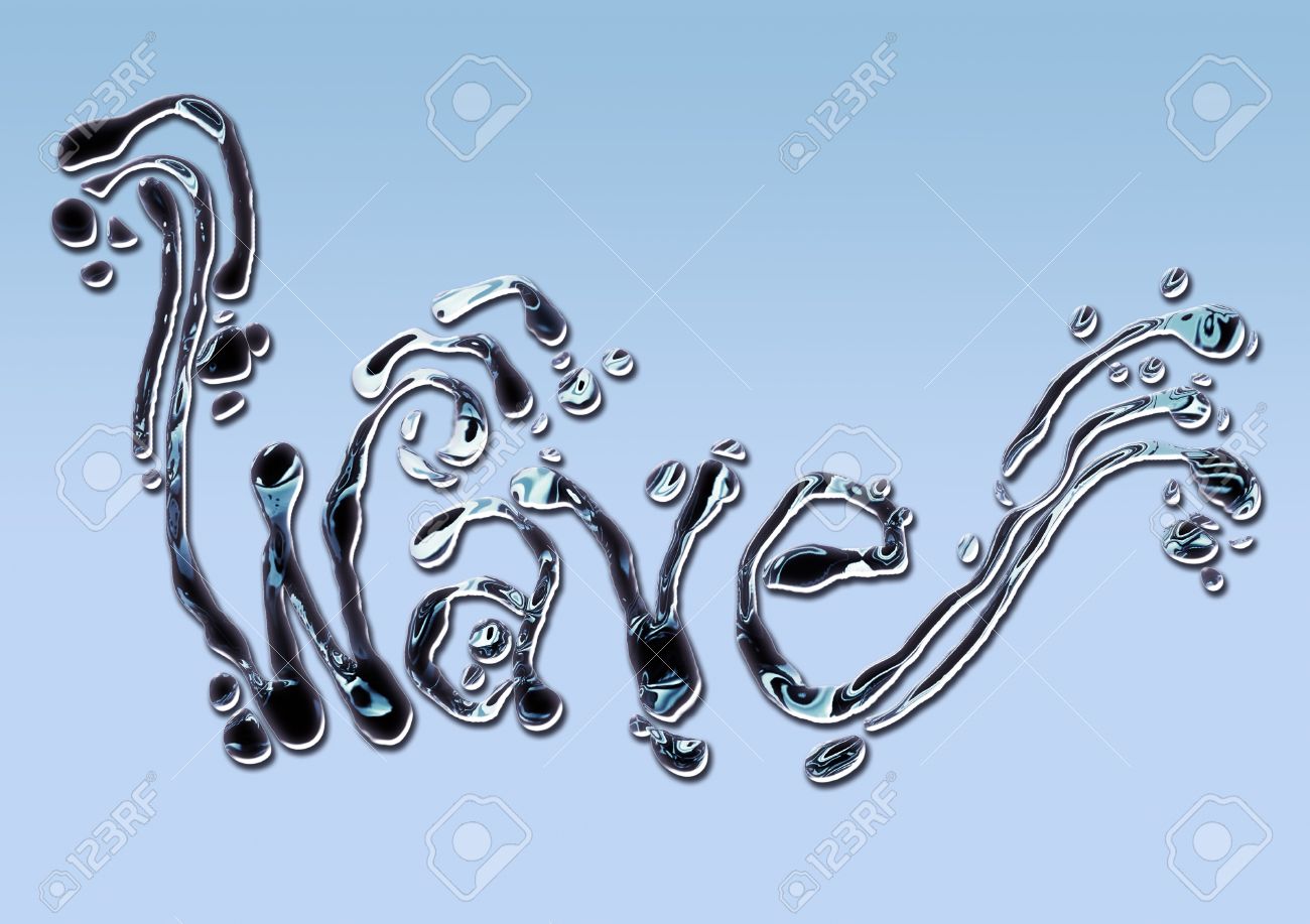 1300x917 Characters Of The Word Wave, Drawing With Water Stock Photo