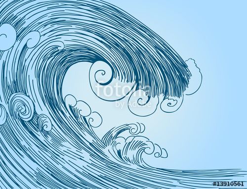 500x382 Download The Royalty Free Vector Tsunami Wave Drawing Designed