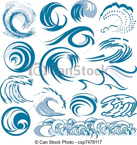 445x470 Wave Collection. Clip Art Of Abstract Blue Wave Designs