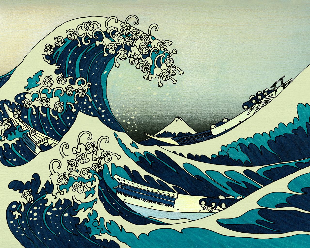 1280x1024 Awesome Ocean Waves Drawing