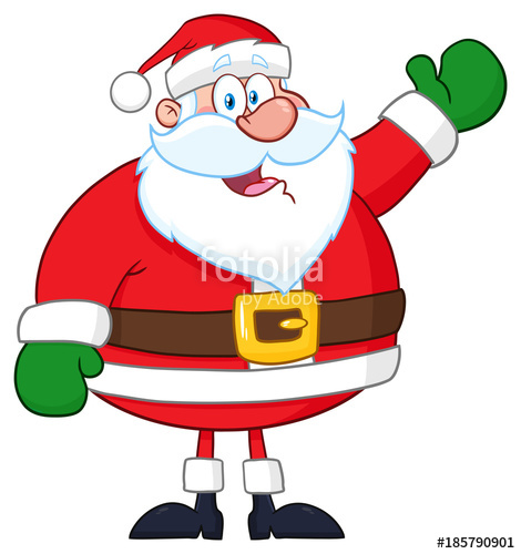 470x500 Happy Santa Claus Cartoon Mascot Character Waving. Hand Drawing