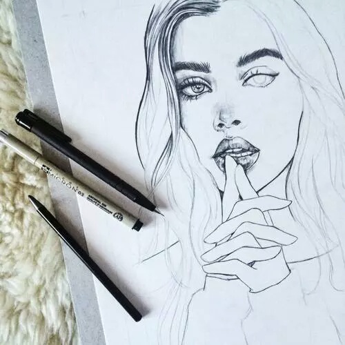 500x500 Girl, Beautiful And Art Image On We Heart It Sketches
