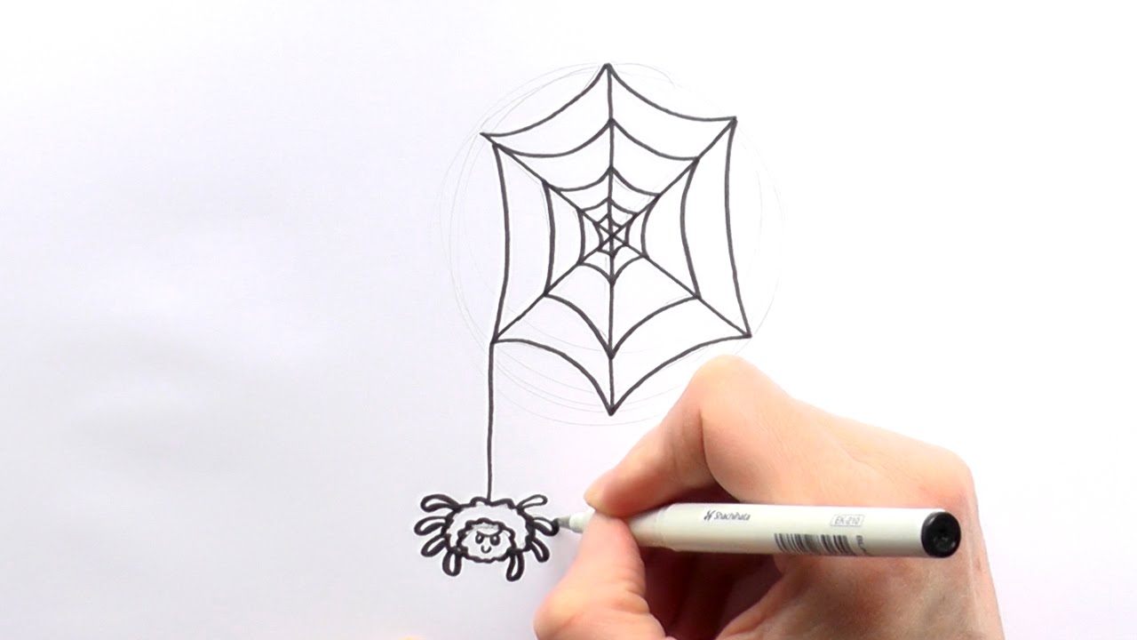 1280x720 How To Draw A Cartoon Spider Hanging From A Web