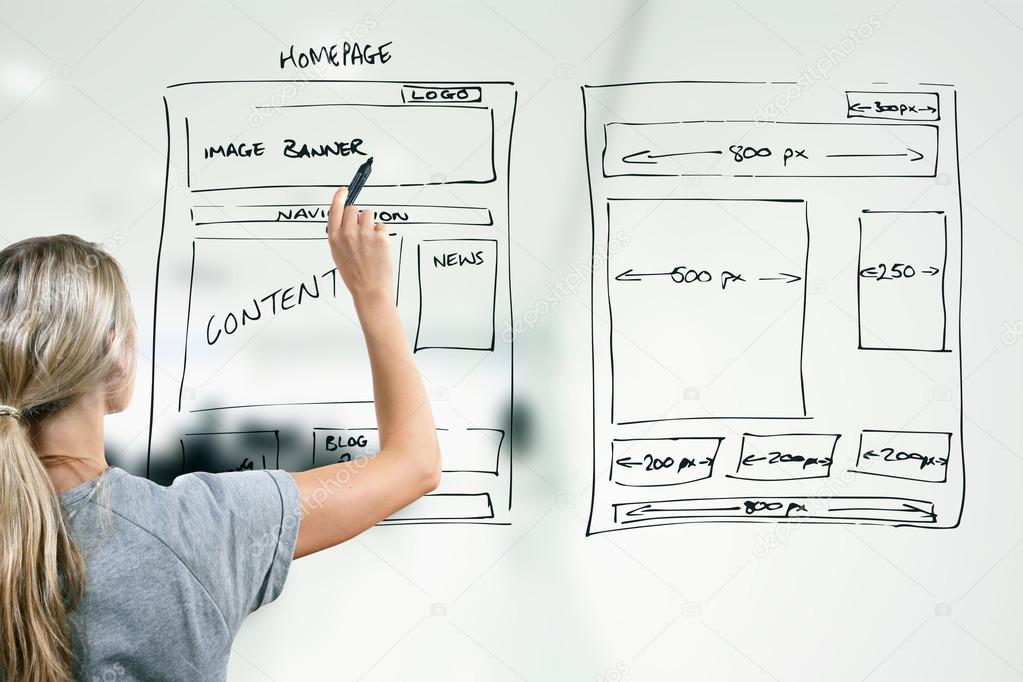 1023x682 Designer Drawing Website Development Wireframe Stock Photo