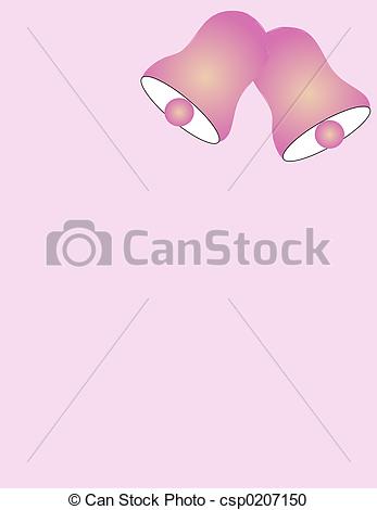 347x470 Wedding Bells Over Light Pink Background. Stock Illustration