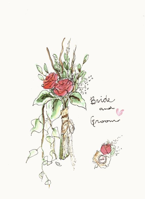 570x784 Custom Wedding Bouquet Painting By Amacbyannamarie On Etsy