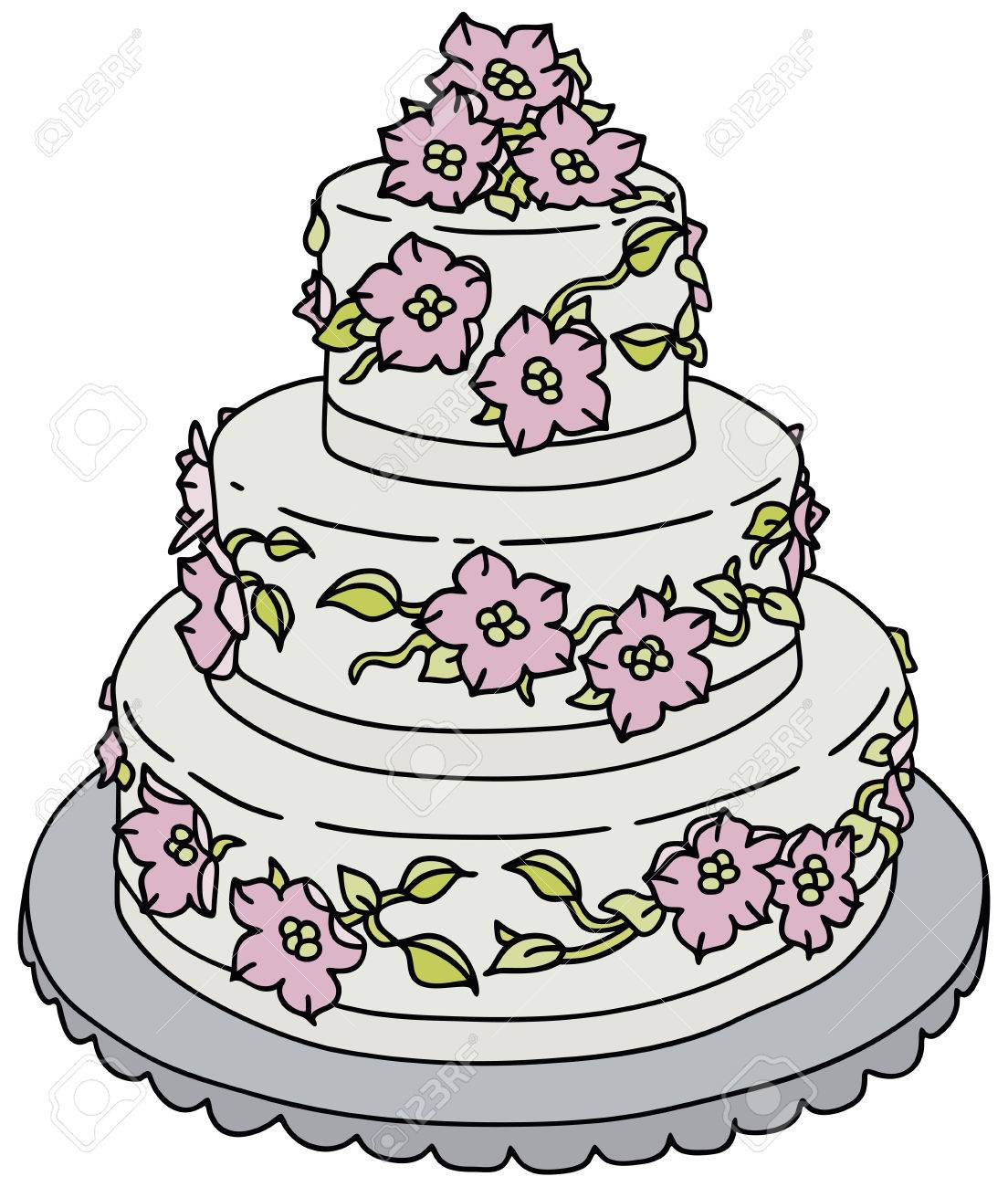1104x1300 Hand Drawing Of A Big Wedding Cake Royalty Free Cliparts, Vectors