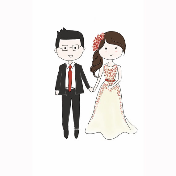 570x570 Chibi Couple Drawing Save The Date Couple Doodle Drawing