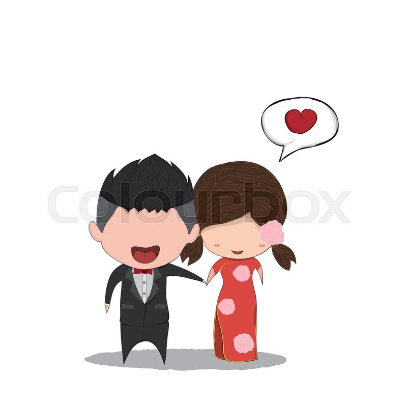 800x800 Cute Cartoon Wedding Couple Men And Women Chinese Marriage, Cute