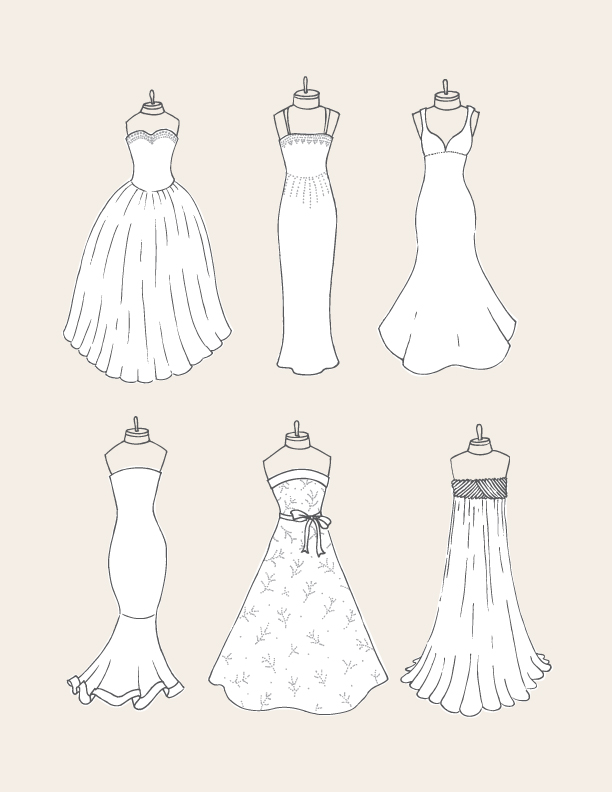 612x792 Wedding Dress Guide Drawing