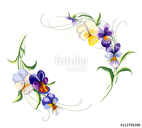 500x451 Circle Frame From Violets. Wedding Drawing. Vector Hand Drawn