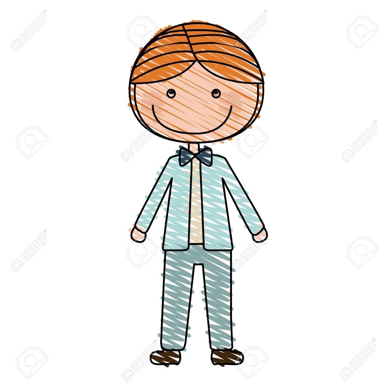 1300x1300 Color Pencil Drawing Of Caricature Man In Wedding Suit With Bowtie