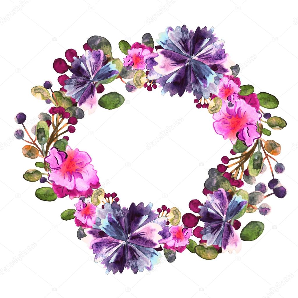 1024x1024 Flower Frame. Colorful Floral Collection With Leaves And Flowers