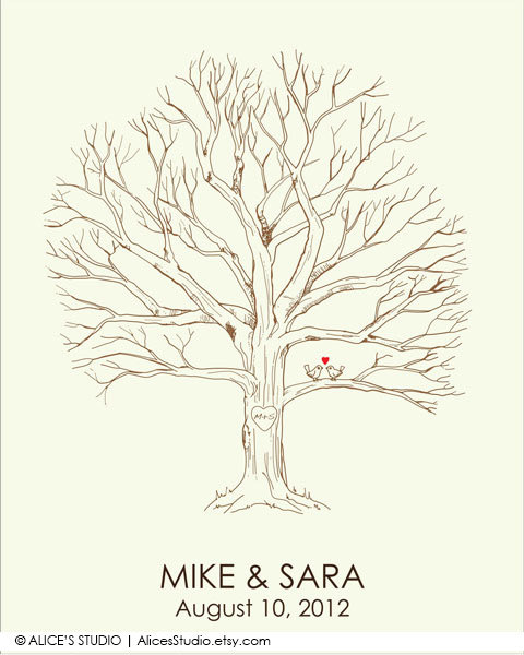 480x600 Canvas Wedding Tree Guest Book Hand Drawn Fingerprint Tree Wedding