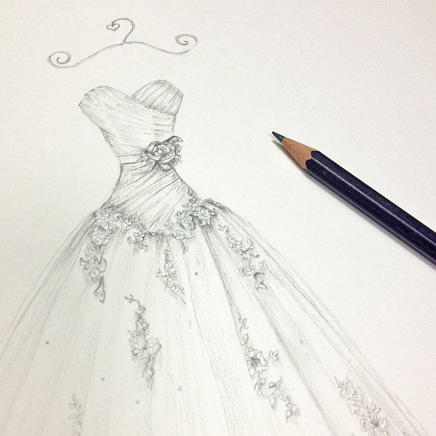 900x900 Wedding Dress Drawing