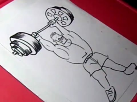 480x360 How To Draw Weight Lifter Drawing For Kids Step By Step