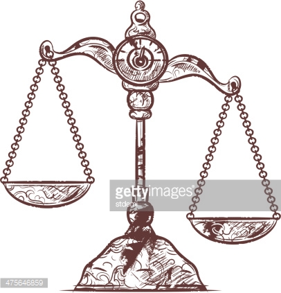 406x423 Sketch Styled Antique Unbalanced Weight Scale Tattoos