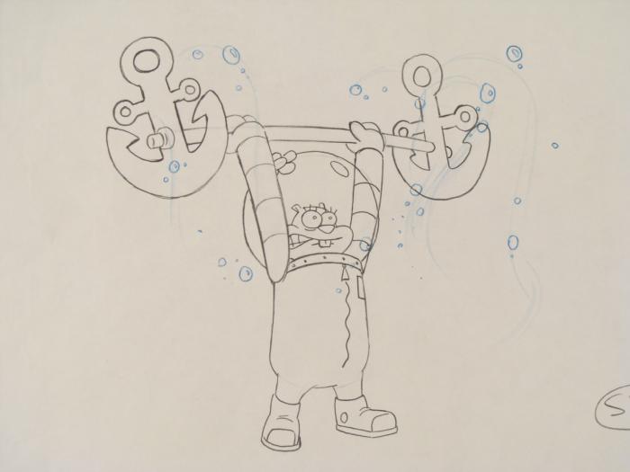 700x525 Sandy Lifting Original Spongebob Drawing Art Animation