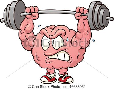 450x350 Weightlifting Brain. Brain Lifting Weights Clip Art. Vector