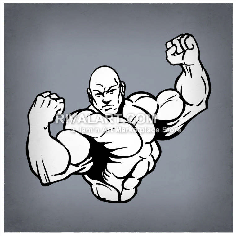 761x761 Weightlifter Flexing Muscles Bodybuilder Graphic Black White