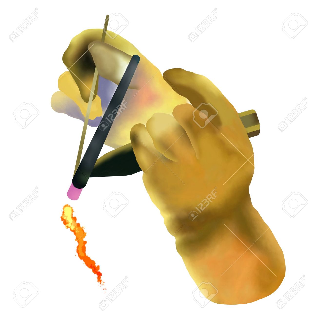 1300x1300 Hand Drawing Of Welder Using Welding Tools With Protective Glove
