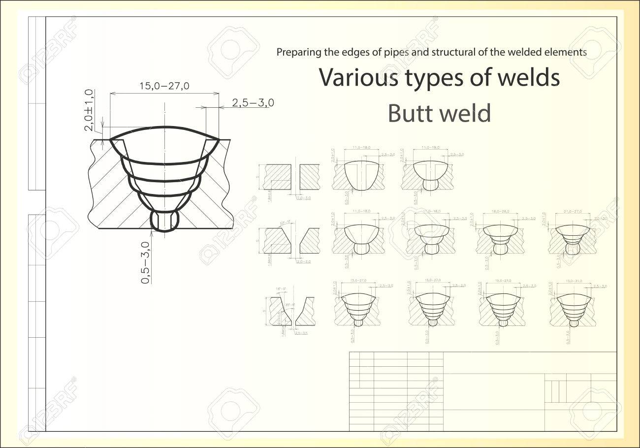 1300x910 Drawing Various Types Of Welding Connections Royalty Free Cliparts