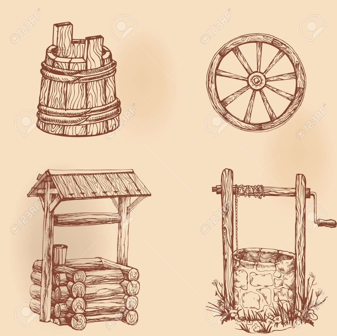 1300x1296 Set Of Drawings Rustic Utensils Royalty Free Cliparts, Vectors