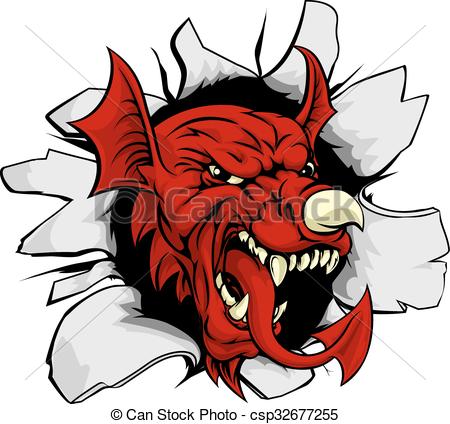 450x424 Welsh Dragon Smashing Out. An Illustration Of The Welsh Clipart