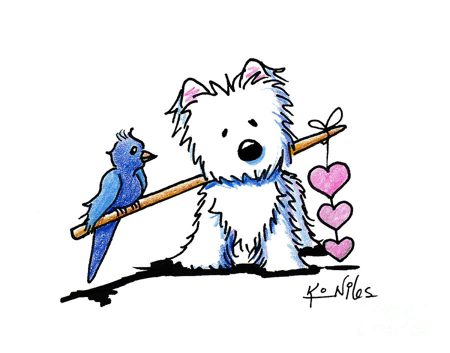 900x707 Heartstrings Westie Drawing By Kim Niles